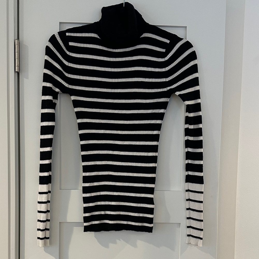 Express Black and White Knit Turtleneck Sweater